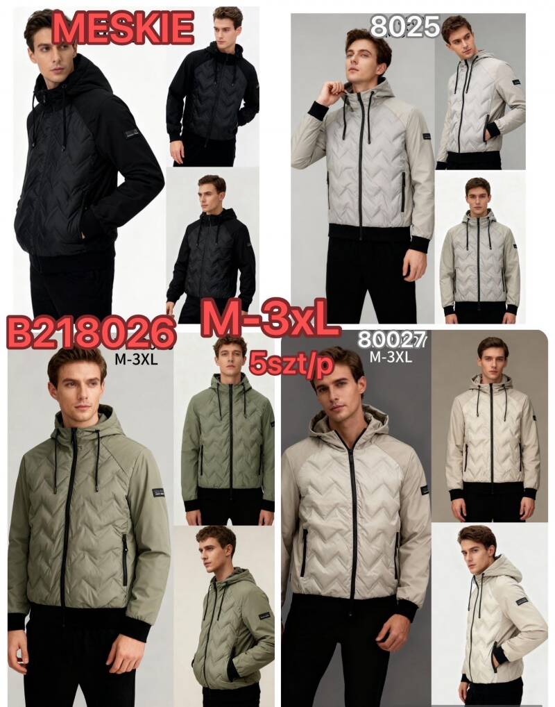 Kurtka męska cienka Roz M-3XL, 1 Kolor Paczka 5 szt